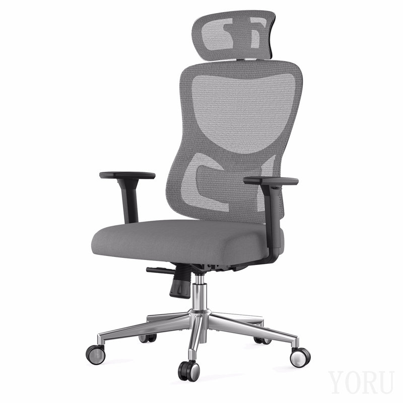 Ergonomic Office Chair, Mesh Desk Chair With Adjustable Lumbar Support And Headrest, Comfy Computer Chair With 3d Armrest Recling Swivel Chair For Home, Office, Study Room, Black & Grey