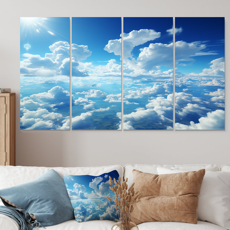 Calm Sky Embrace I - Sky, ensemble d'art mural 4 pièces, H 28 po x l 48 po