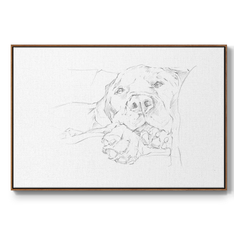 Lazy Dog I, H 17 po x l 25 po x P 2 po, Cadre noyer, Pas de tapis