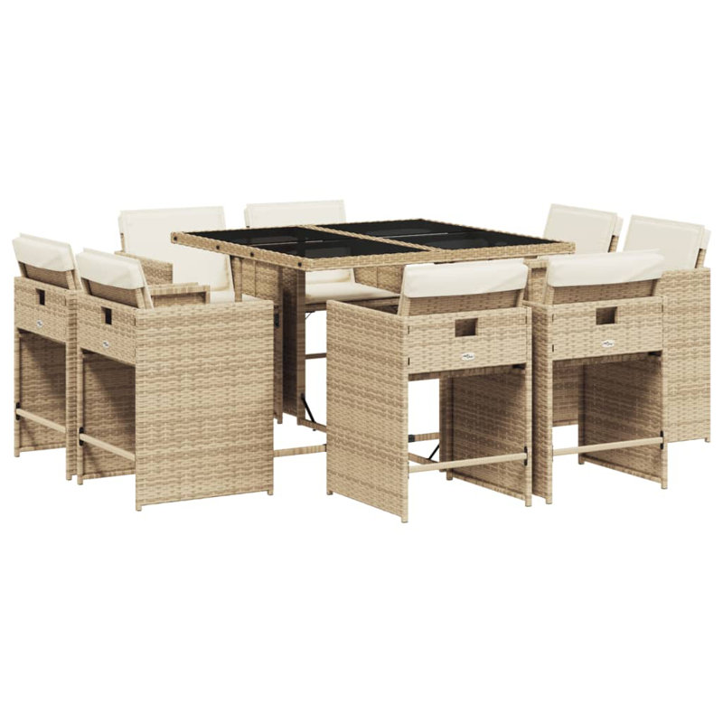 Ensemble repas de patio 5 pièces avec coussins en polyester Latitude Run®, 8, Beige, Beige
