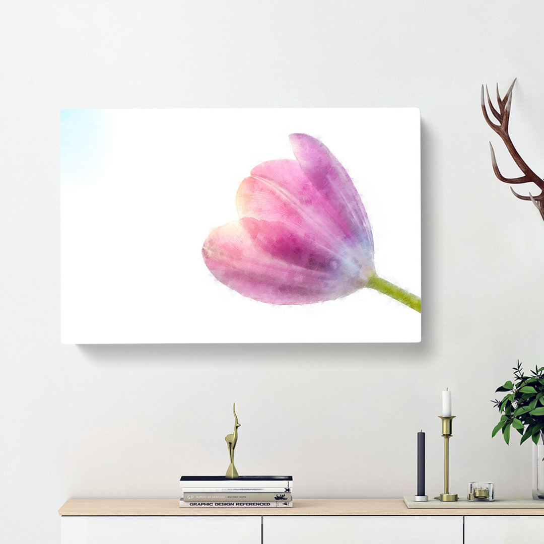 Pink Tulip Reaching for the Sun - Wrapped Canvas Painting Print
