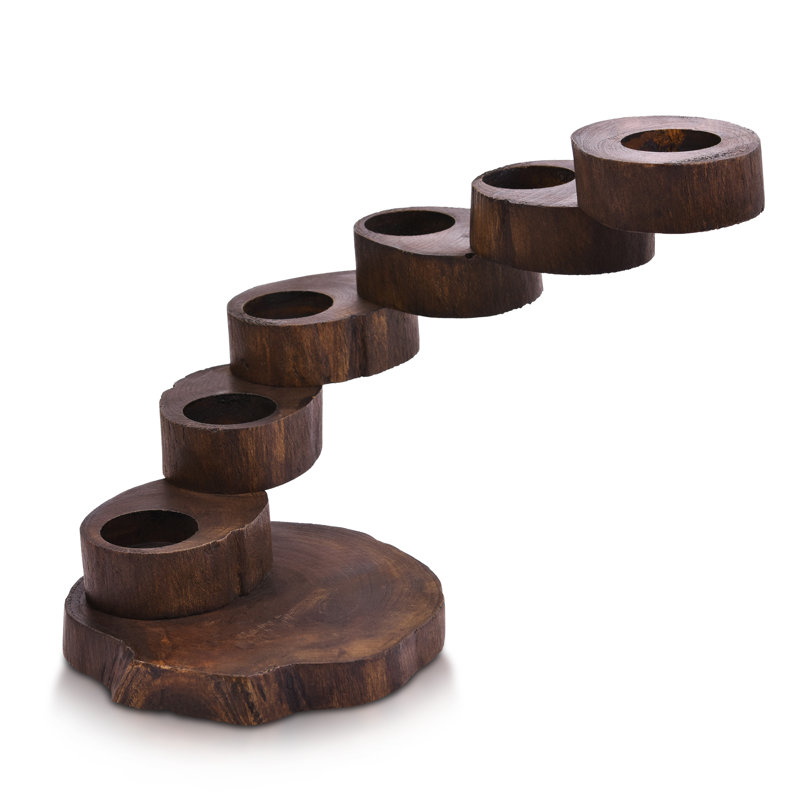 9'' H Wood Tabletop Candlestick