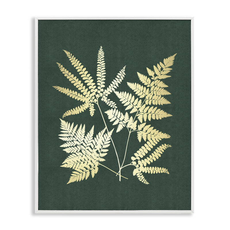 Feuilles de fougère dorées, estampe numérique par JJ Design House LLC, Estampe numérique encadrée blanc bord de mer
