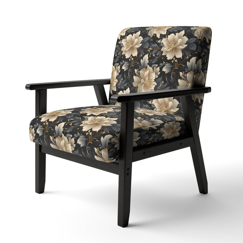 Motif floral doré et noir - Fauteuil rembourré Cottage