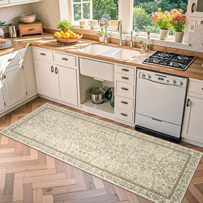 Floral Machine Washable Area Rug