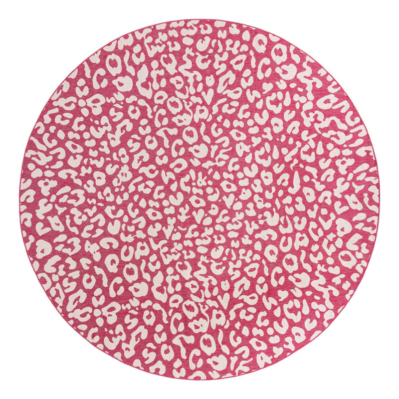 Tapis intérieur / extérieur magenta / ivoire, Rond 13 pi