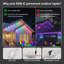 Guirlande lumineuse extérieure intelligente RGB de 15 m avec 30 DEL pour avant-toit, 75 modes d'éclairage, étanchéité IP67