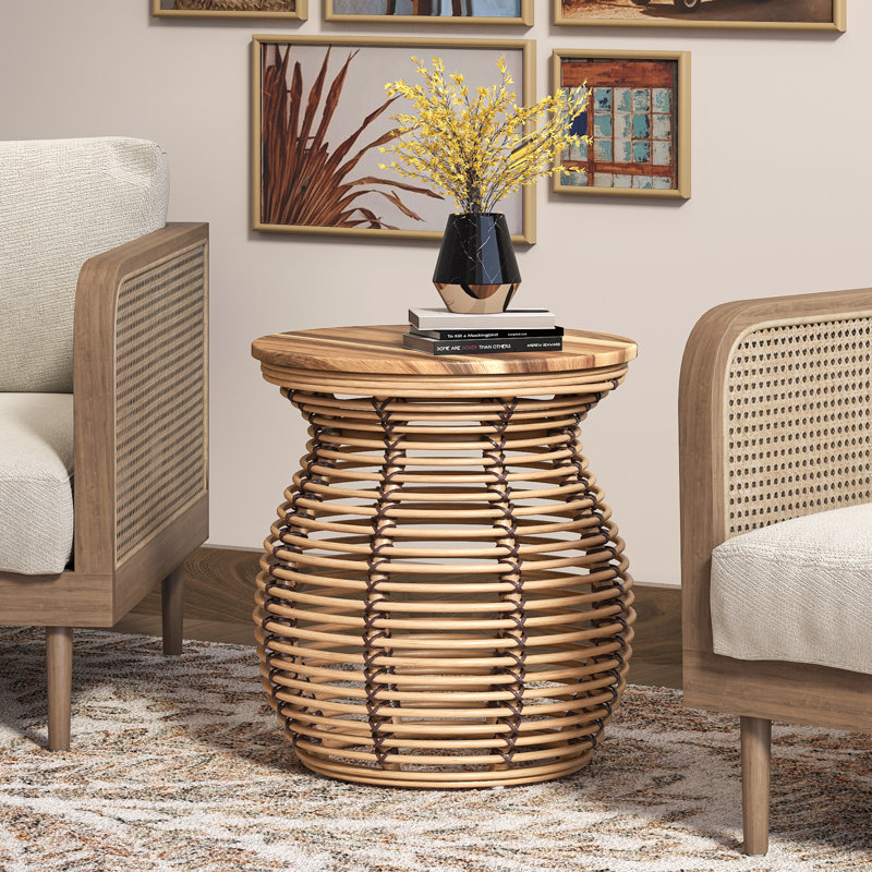 Bechtel Solid Wood Top End Table, Honey