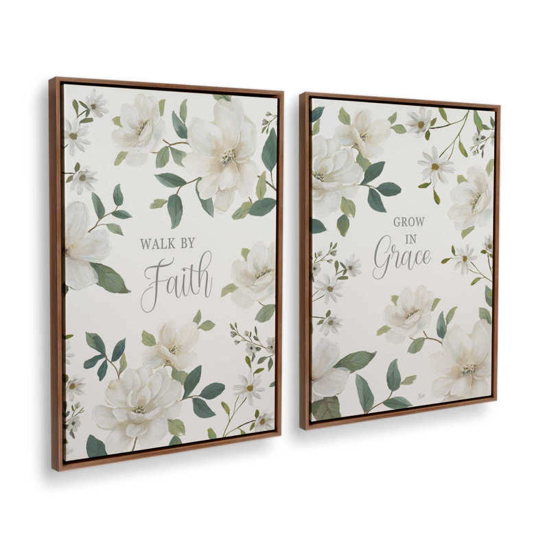 Grace Grows Here, ensemble de 2 impressions, 36" x 24", Framed Canvas, Walnut