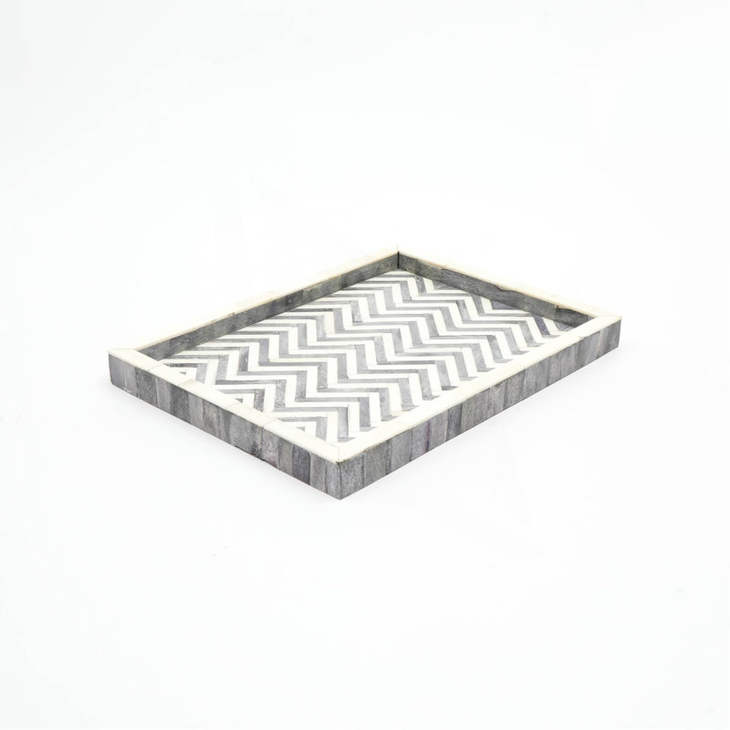 Plateau rectangulaire en bois fait à la main-Décoration et plateau de service - 16 x 12 x 1,5 po