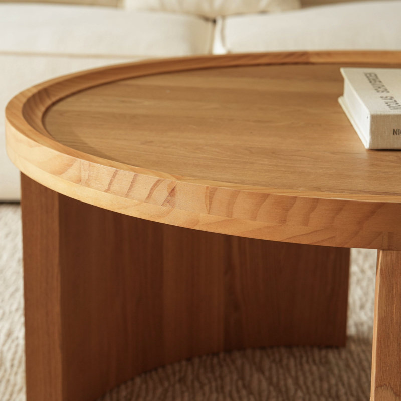 Round Nesting Coffee Table Set Of 2,31.5" Large & 18" Small Low Tables With Wood Look Top,Space-Saving Side Tables For Living Room,Bedroom,Office,Minimalist Center Table Set(Nature Wood)