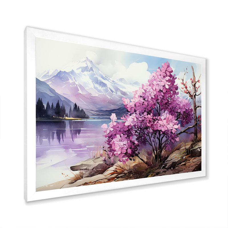 Lilacs Charm Volanco Delight sur toile, Cadre simple blanc, H 34 po x l 44 po x P 1,5 po