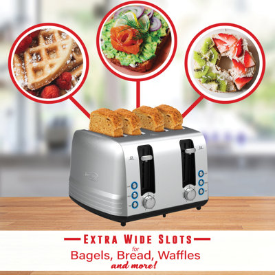 1,500-Watt Extra-Wide Stainless Steel 4-Slice Toaster