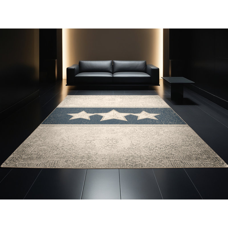 Soft Plush Eslinger July 4Th Modern & Contemporary Abstract Area Rug in Beige – Beige Binding, 5x7
