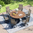 Ensemble repas de patio avec table ronde 53 po et 6 chaises pivotantes en textilène