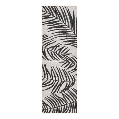 Tapis d'intérieur / extérieur en polypropylène tissé à la machine noir / blanc Nampa