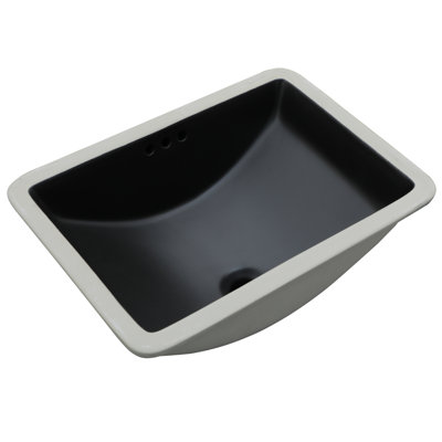 21" L x 14.75" W Bathroom Undermount Sink Black Rectangle Porcelain Ceramic Lavatory Vanity Sink