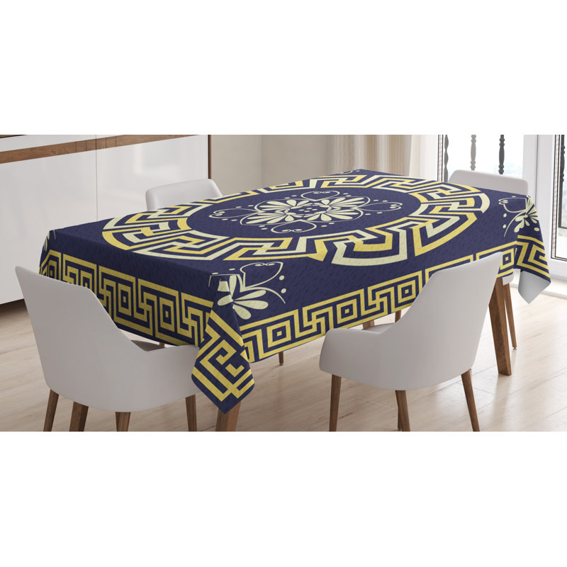 Greek Key Dining Room Kitchen Tablecloth, 70" L x 52" W