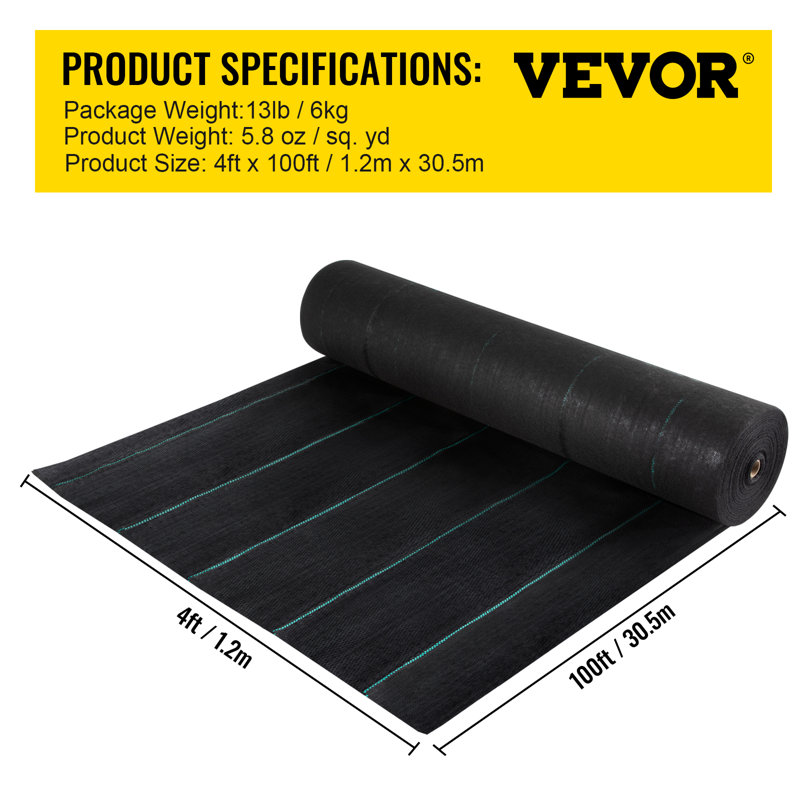 Géotextile de contrôle des herbes tissé robuste pour jardin, patio