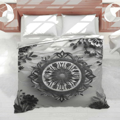 Black White Floral Mandala Comforter