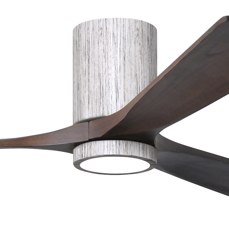 42" Irene 3-Blade Hugger Ceiling Fan with Wall Remote and Light Kit, Barn Wood Tone, 60", Walnut