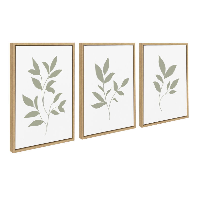 «Modern Sage Green Botanical Outdoor Nature Print 1, 2 and 3» par The Creative Bunch Studio, ensemble d'art mural sur toile encadrée