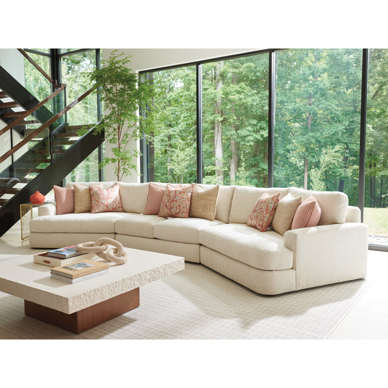 Palm Desert Lansing 3 - Piece Curved Upholstered Corner Sectional, 34" H x 195" W x 64.5" D