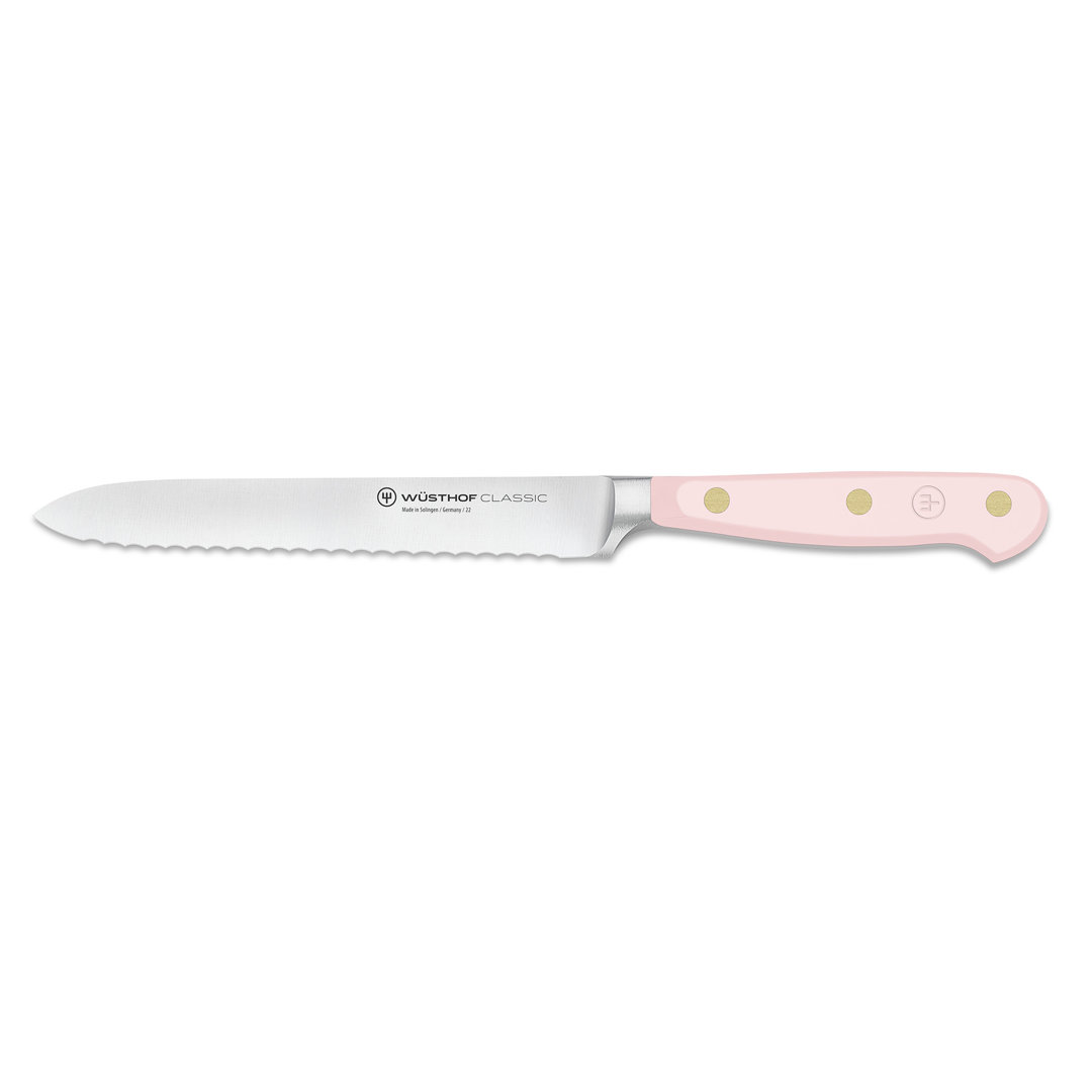 WÜSTHOF German Classic Color Pink Himalayan Salt 5" Serrated Utility Knife WÜSTHOF