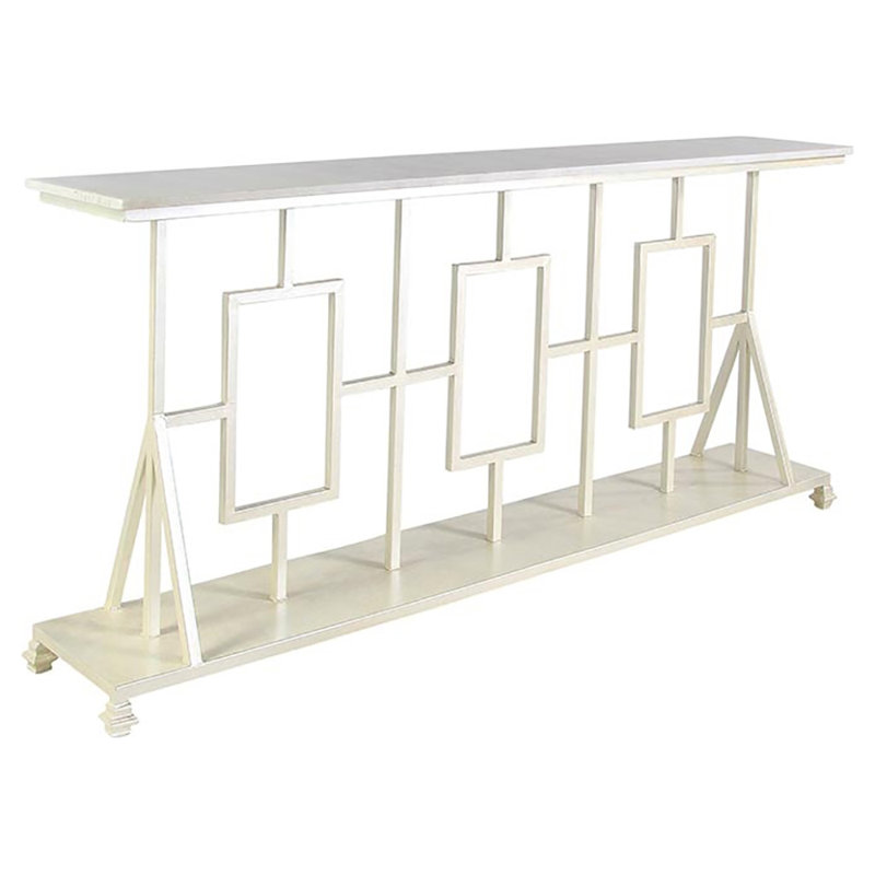 Console Plaza, H 40 po x l 84 po x P 16 po, Marbre de Carrare, Blanc huître