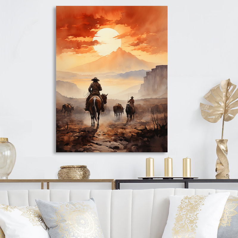 " Cowboy Chasing The Sunset I ", 20" H x 12" W x 1" D