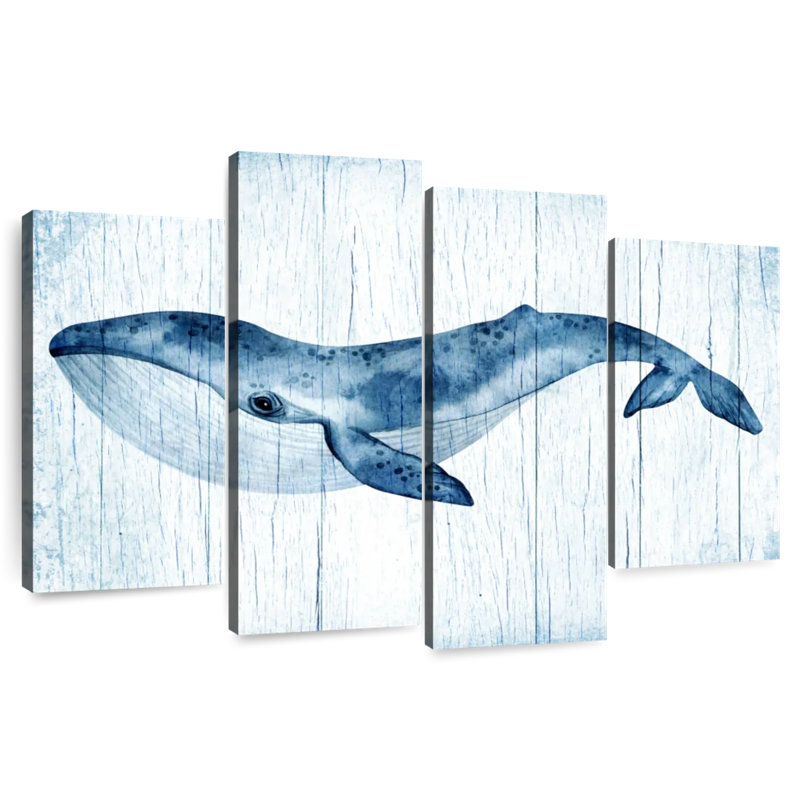 Baleine bleue en bois, H 32 po x l 52 po