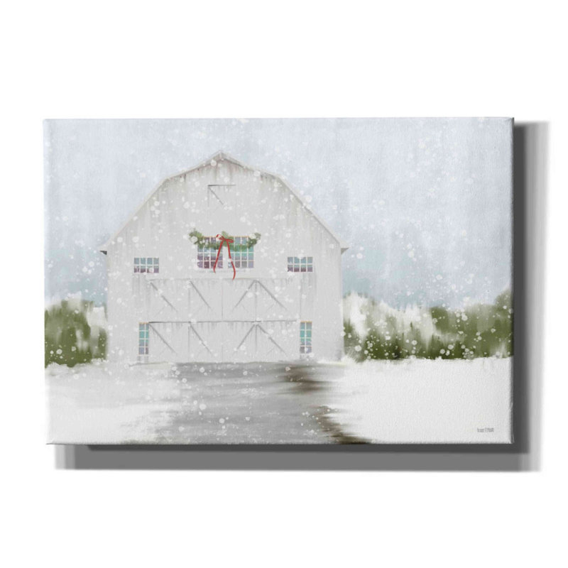 «Christmas Barn» par House Fenway, art mural sur toile, H 18 po x l 26 po x P 0,75 po