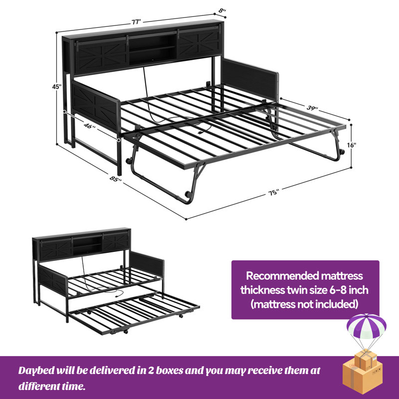 Barn Door Twin Daybeds, Black