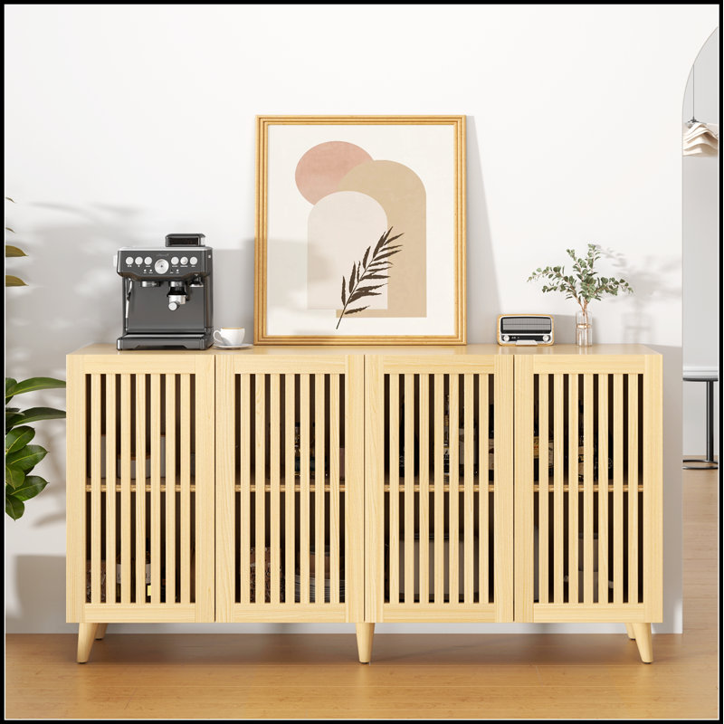 4 Doors Buffet Storage Cabinet With Ample Space, Ideal For Organized Kitchen And Dining Room