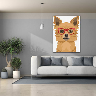 Long Haired Chihuahua Wearing Hipster Glasses  by Furbaby Affiliates