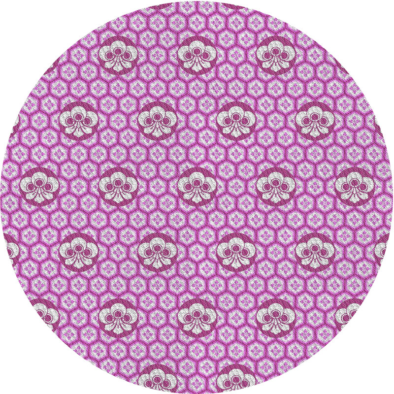 Tapis rose tissé à la machine, Rond 7 pi