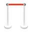 36" Retractable Belt Queue Safety Stanchion Barrier (6 White w/78" Red Belt+SF+W Receiver)