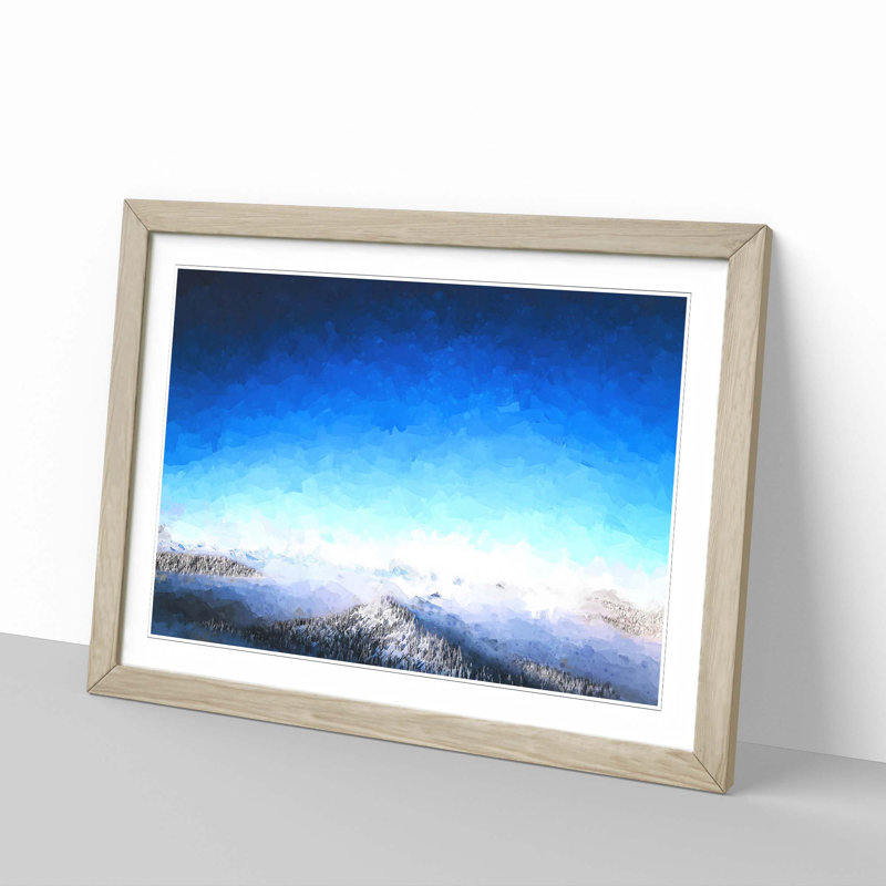 Wintery Forest & Mountains in Abstract - Picture Frame Graphic Art Print, Oak, 50cm H x 76cm W x 2cm D
