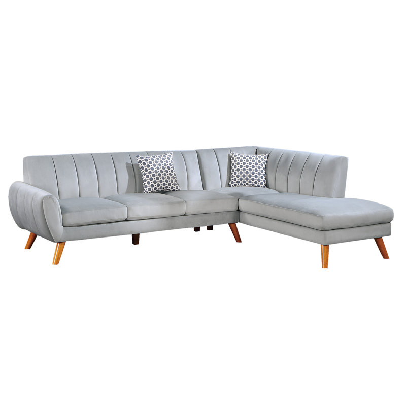 Light Gray Velvet Tufted Two-Piece Sectional Sofa