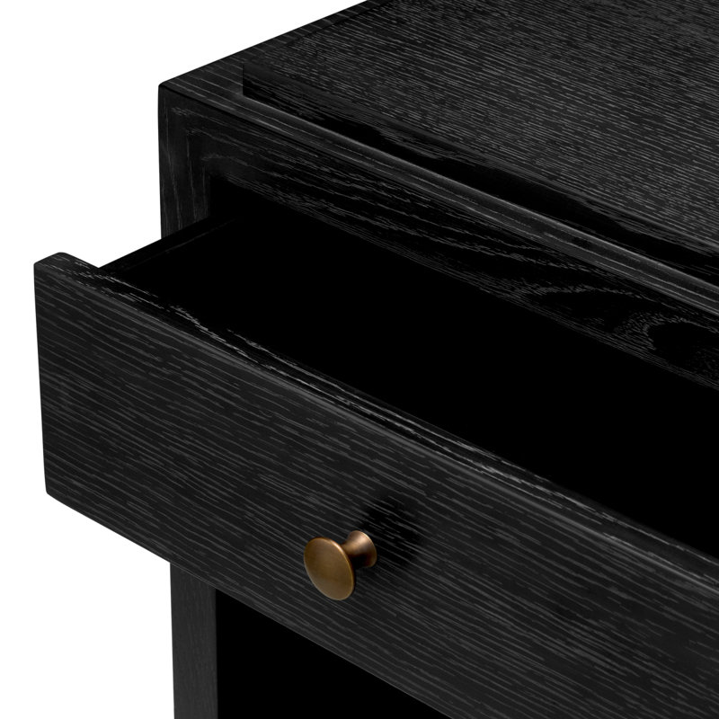 ArtDeco 1 - Drawer Nightstand, Charcoal Gray Oak
