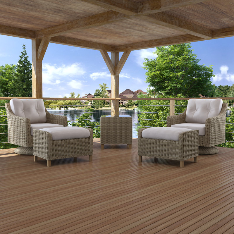 Kells 5 Piece Rattan Seating Group with Cushions