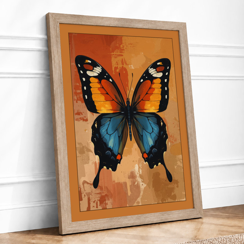Symmetrical Butterfly Study Boho - Framed Print, A1 - 84.1 x 59.4 cm, Oak