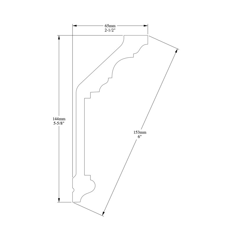 5-5/8 in x 2-1/2 in x 78-3/4 in Primed White High Density Polyurethane Crown Moulding
