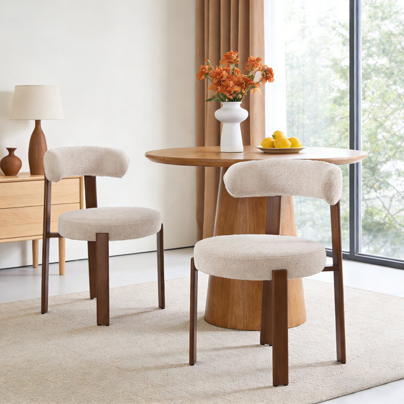 Varian Absecon Boucle Upholstered Dining Side Chair with Metal Legs, Beige