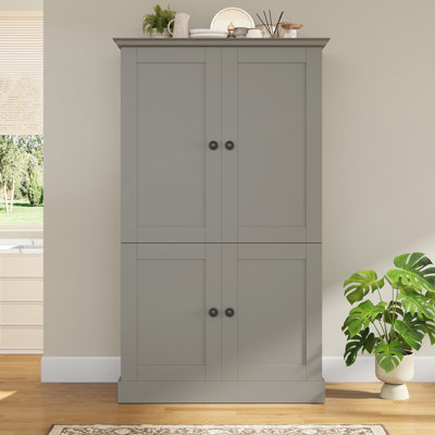 Freestanding Kitchen Pantry Cabinet, Tall Storage Workstation with 4 Doors and 3 Drawers