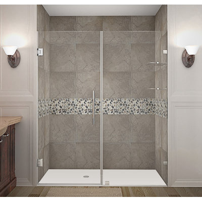 Porte de douche à charnière complètement sans cadre 65 po x 72 po Nautis GS
