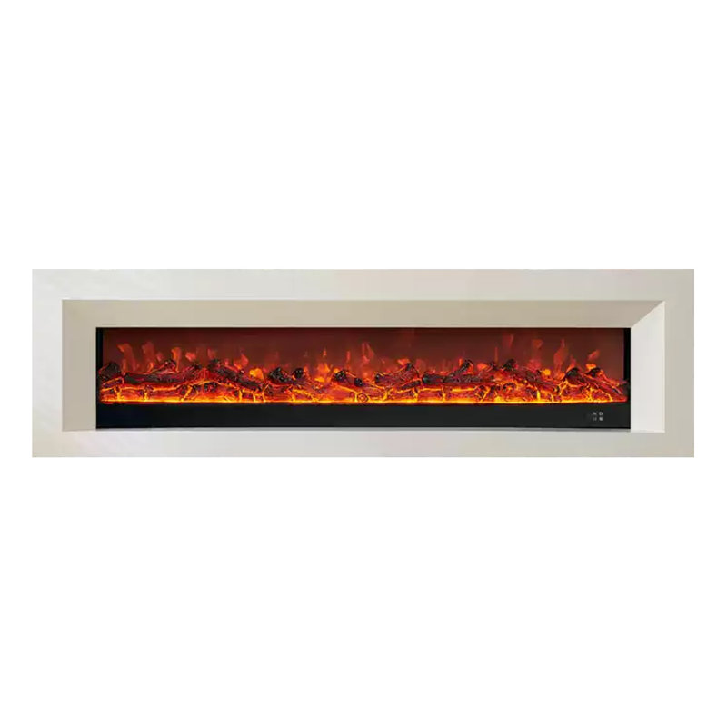 Foyer en bois massif avec meuble télé, Beige, H 27,56 po x l 94,49 po x P 12,99 po