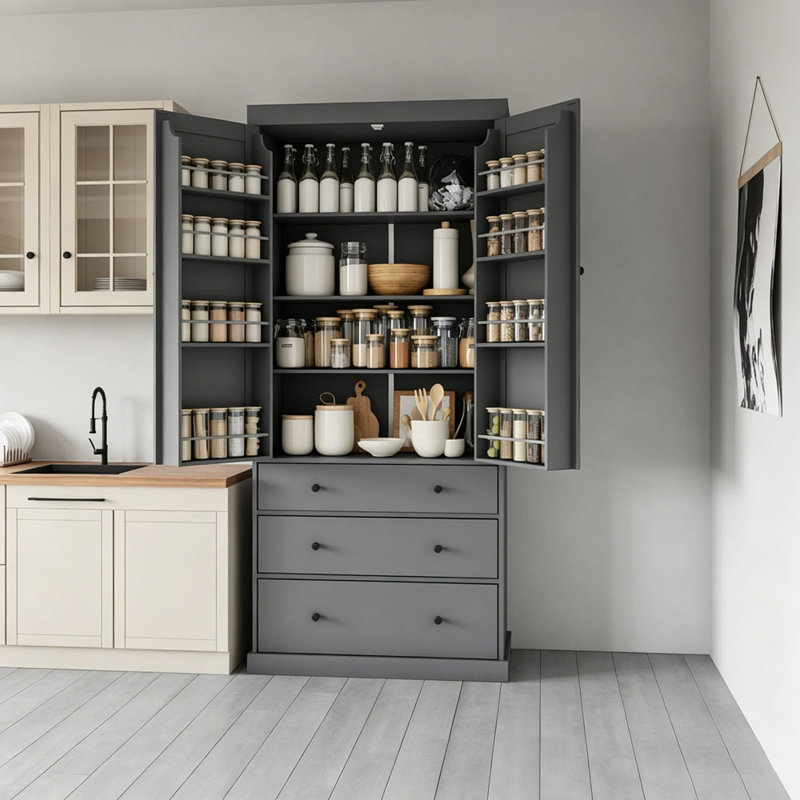 Armoire de rangement 77 po Farmhouse, Gray