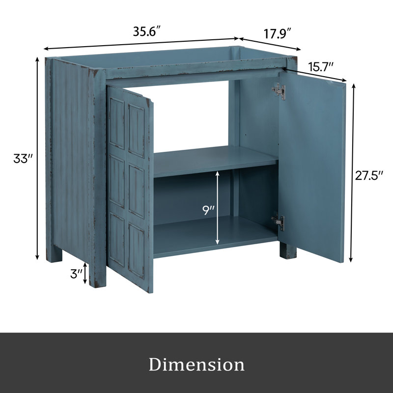 Meuble-lavabo 36 po avec tablettes réglables, Bleu