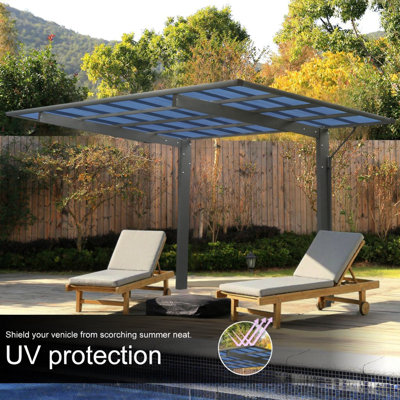 Outdoor Carport, 17.44FT*9FT*11FT Single  Carport Aluminum Metal Frame And Polycarbonate Panels Car Port For Outdoor Driveway Car, Truck